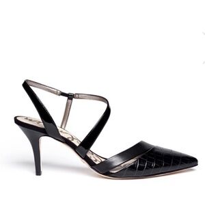 Sam Edelman Othello Black Leather Pointed Sling Back P Heels Y2K Women’s Size 10